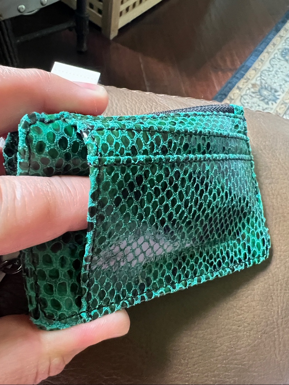 AIMEE KESTENBERG Alia Skinny ID case credit card holder in Emerald Snake - Picture 17 of 17